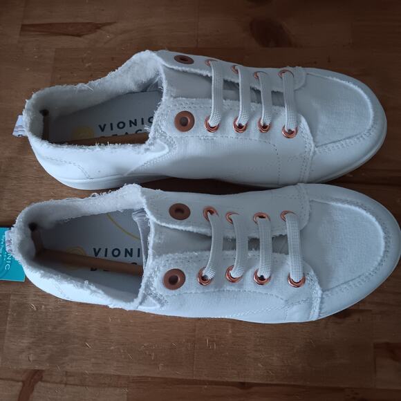 Vionic Beach Pismo 6.5 Wide Casual Beach Sneaker: Canvas, Cream NEW WITH DEFECTS - Picture 4 of 14